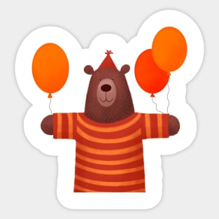 Funny bear with party ballons Sticker